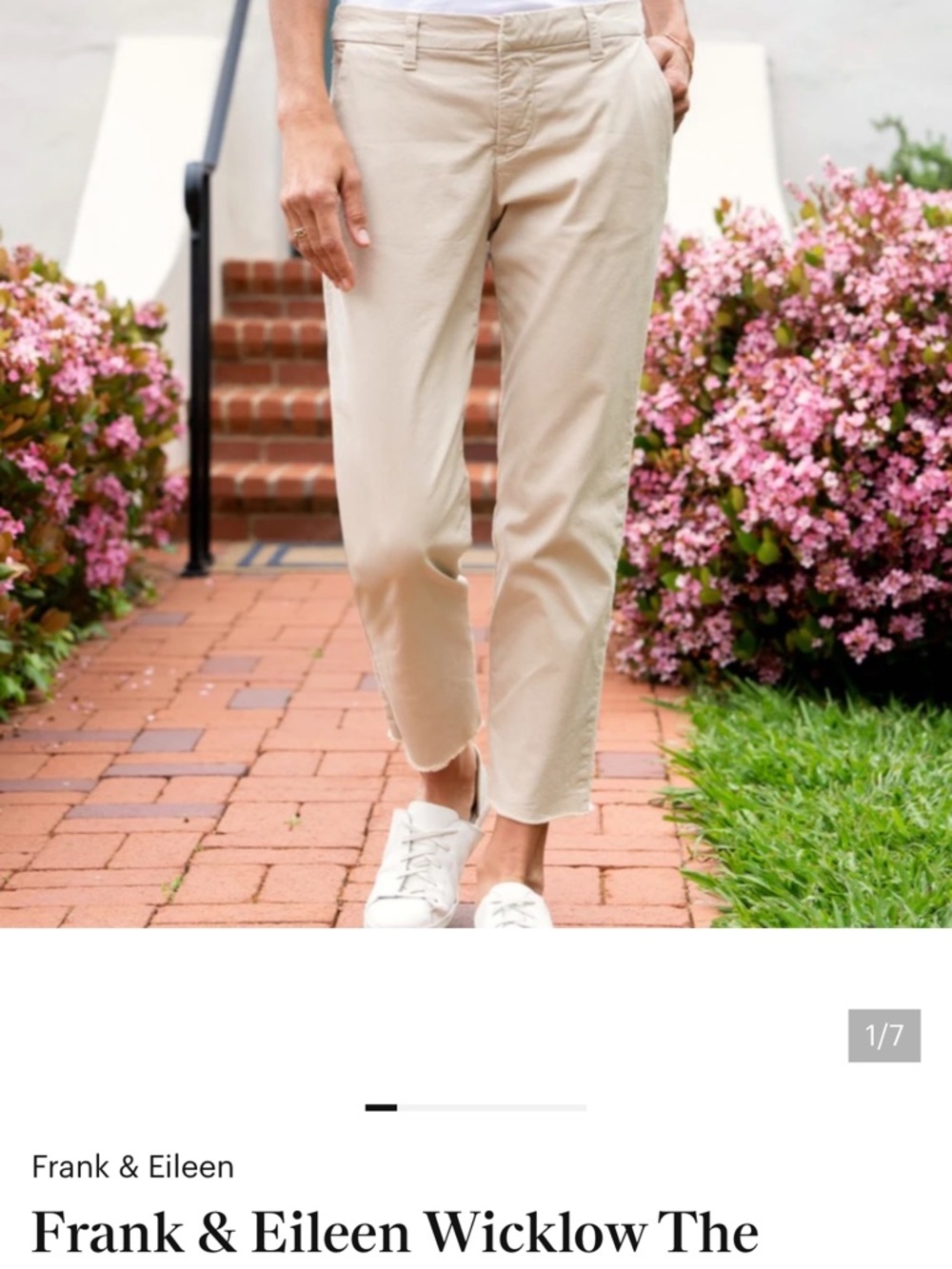 Frank & Eileen Beige Cropped Straight Chino Pants